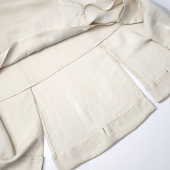 Melanie Lyne Cream Midi A-Line Slit Flowy Lined Cotton Blend Skirt Size 12 - Picture 5 of 15